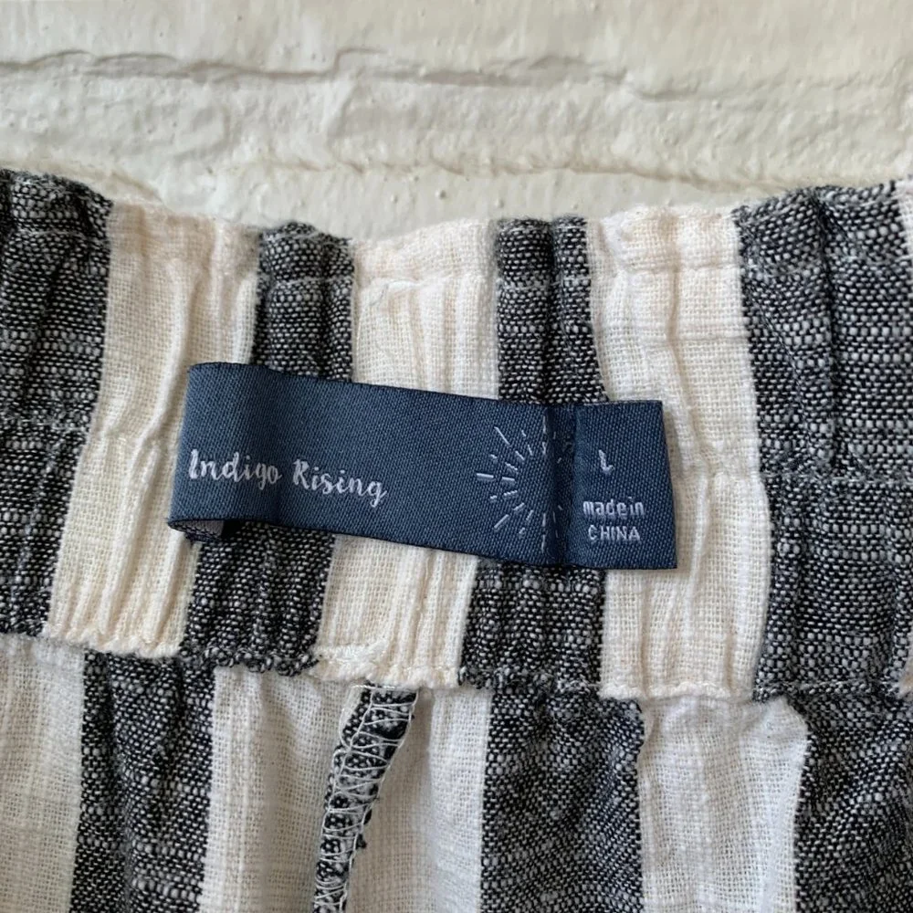 Francesca's Indigo Rising Belted Linen Pants Wide Leg - Picture 7 of 7